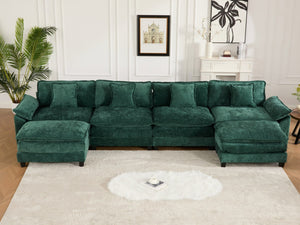 English Elm Wider Modern 3-Seat Sectional Couch In Green Chenille – Comfy, Modular, Breathable Design For Any Room W1143S00045-GIGA