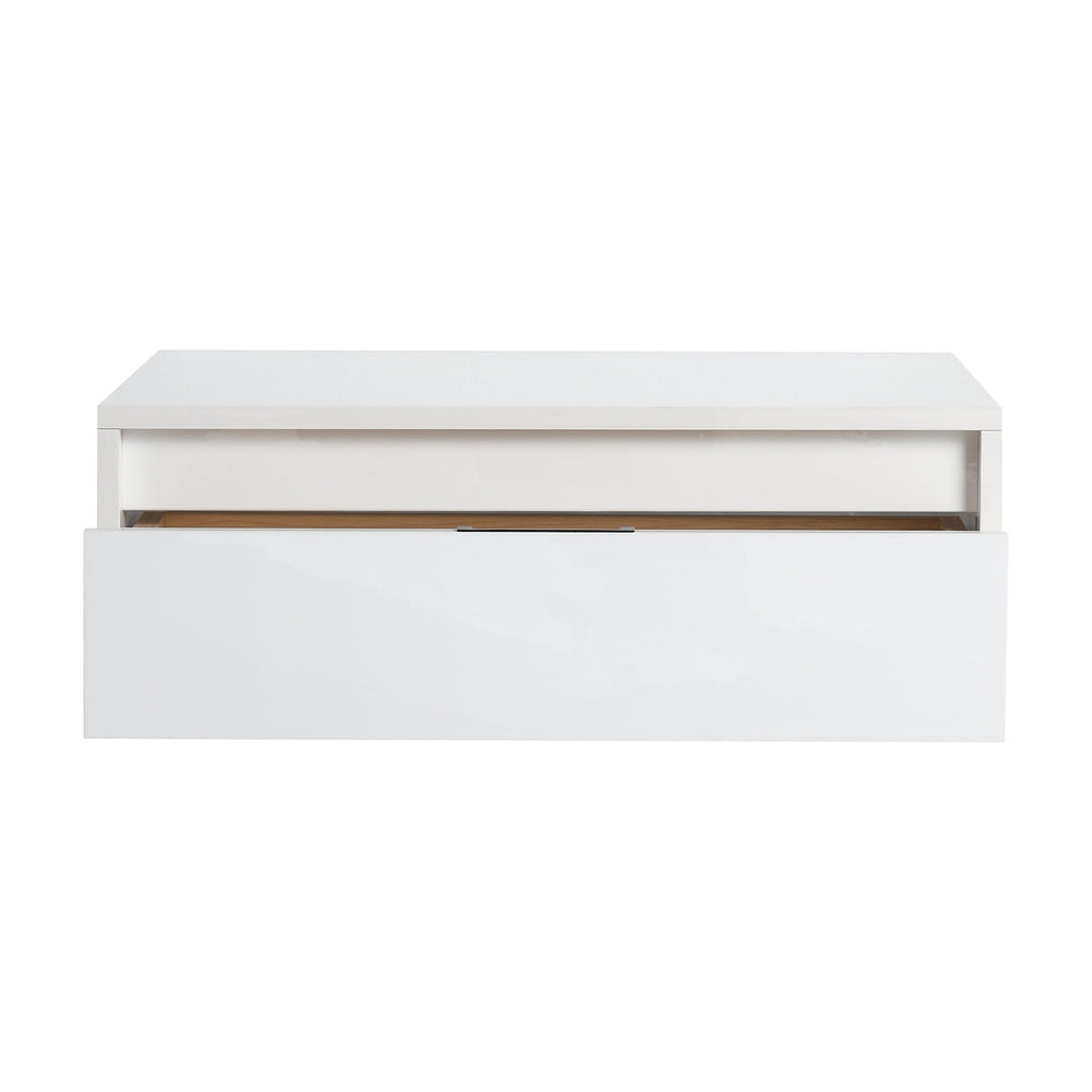 English Elm 24" Glossy White Bathroom Cabinet Floating Vanity with Soft-Close Drawer, Plywood Storage, KD-Packed W999P327472
