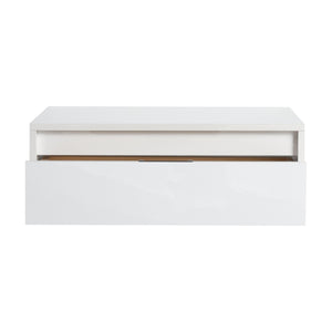 English Elm 24" Glossy White Bathroom Cabinet Floating Vanity with Soft-Close Drawer, Plywood Storage, KD-Packed W999P327472