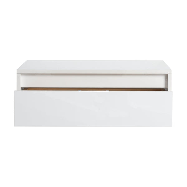 English Elm 24" Glossy White Bathroom Cabinet Floating Vanity with Soft-Close Drawer, Plywood Storage, KD-Packed W999P327472