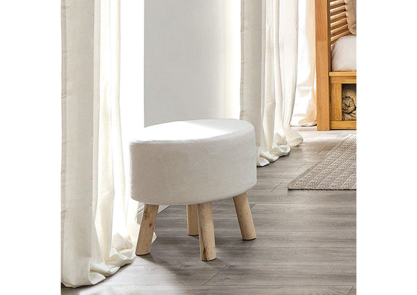 English Elm Contemporary compact footstool set of 2 with leatherette upholstery, solid wood frame, easy assembly, versatile seating White+Natural 17 L x 17 W x 25 H B2741P339687