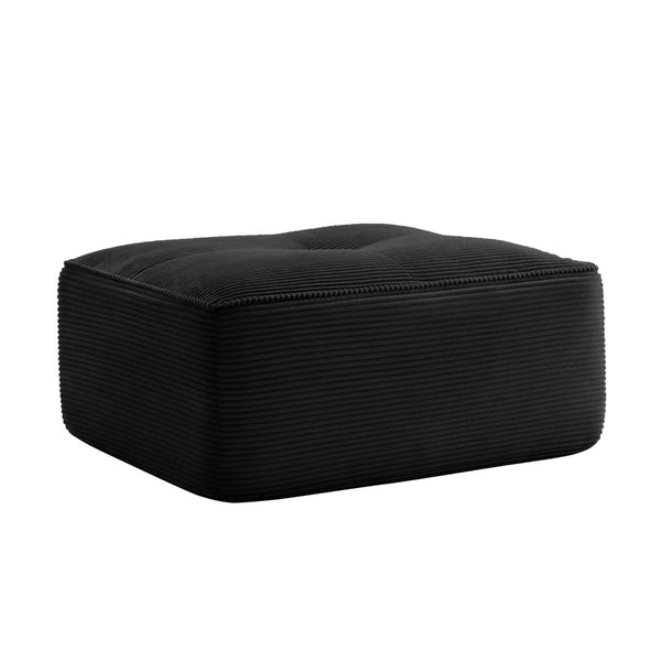 English Elm Ottoman Corduroy Upholstered Modular Accent Piece with High Resilience Foam and Curved Arms Black W714P364689