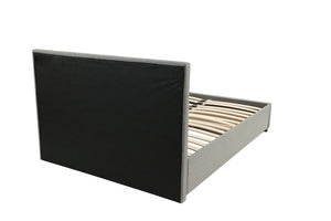 English Elm Modern Grey Polyfiber Full Size Bed Tufted Headboard with Under-Bed Storage Drawer, Simple Assembly B011S02006