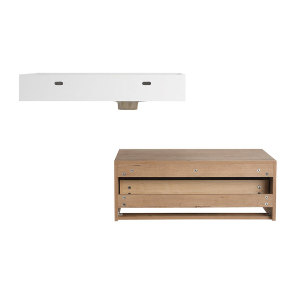 English Elm 30 Inch Wall-Mounted Bathroom Vanity With Resin Sink, Soft Close Drawer & Modern Oak Finish W999S00257