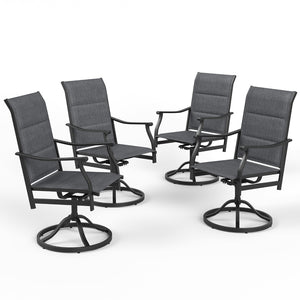 English Elm Outdoor Swivel Patio Dining Chairs Textilene Woven Set for Backyard Entertaining Dark Gray T3623P433702