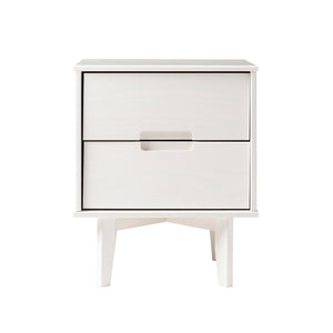 English Elm Walker Edison - Mid-Century Solid Pine 2-Drawer Nightstand White – Versatile Side Table with Cutout Handles and Storage B185P168918