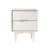 Walker Edison Mid-Century Modern 2-Drawer White Wood Nightstand - Stylish & Functional