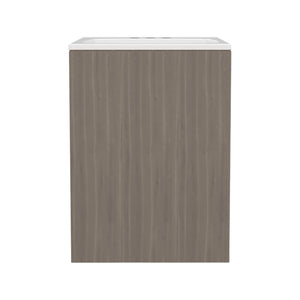 English Elm Bathroom Vanity Engineered Wood 24.8” H with Single Door, 2 Shelves, Modern Eco-Friendly Design White+Oak 28.74 L x 22.83 W x 4.33 H B097S00209