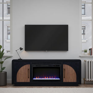 English Elm Eclipse 65-Inch Vintage-Style Fireplace Tv Stand For Tvs Up To 75" - Clove & Natural Walnut Finish B108P345180