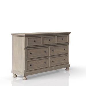 English Elm Seven Drawer Dresser Solid Wood & MDF Construction with Ample Storage, Transitional Design, Top Seller Finish Antique Gray 63.25 L x 21 W x 37 H B2699P208273