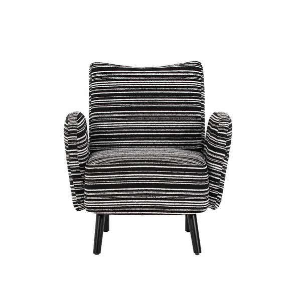 English Elm Modern Bouclé Armchair with High-Density Foam, Side Pocket & Solid Wood Legs for Cozy Reading Spots Black W395P376574
