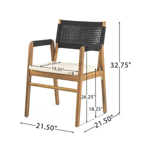 English Elm Christopher Knight Home® - Outdoor 7-Piece Rustic Acacia Wood Patio Dining Set With Cushions, Black Rope & Teak Finish N773P210139B6_57488.00