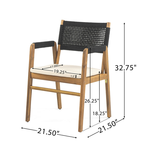 English Elm Christopher Knight Home® - Outdoor 7-Piece Acacia Dining Set With Cushions, Black Rope Accents For Stylish Patio Gatherings N773P210139B6_60388.00