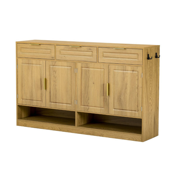 English Elm U-Style Farmhouse Sideboard With 3 Drawers & 4 Doors – Stylish Storage Buffet For Every Room! N711P345213O-GIGA