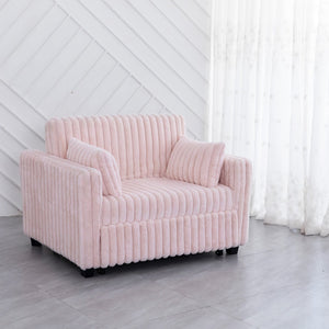 English Elm 3 in 1 Convertible Sleeper Sofa Bed with Plush Fabric, Spring Support, Cozy Skin-Friendly Comfort Light Pink W1767P195963