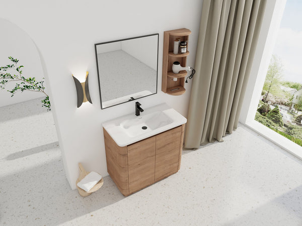 English Elm 36'' Freestanding Bathroom Vanity With Ceramic Sink, Soft-Close Doors & Stylish Storage Solutions W999S00403