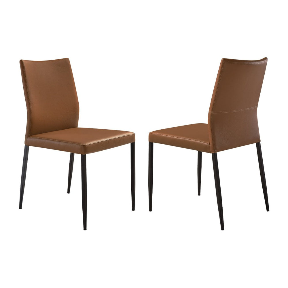 English Elm Kash Faux Leather Dining Chairs with Black Metal Legs for Modern Rooms Set of 2 B2736P464832