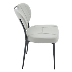 English Elm Dark Oil Waxed Faux Leather Dining Chair Set with Diamond Tufted High Back Metal Legs W3493P449243