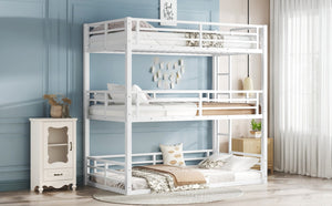 English Elm Twin Metal Triple Bunk Bed With Safety Guardrails, Heavy-Duty Space-Saving Design For Kids & Dorms W1580S00164-GIGA