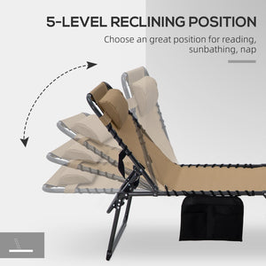 English Elm Outsunny 2 Piece Folding Chaise Lounge Set With 5-Level Recline, Headrest & Face Hole For Comfort W2225P174362-GIGA