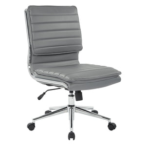 OSP Home Furnishings Armless Mid-back Faux Leather Office Chair with Lumbar Support and Chrome Base Charcoal SPX23592C-U42