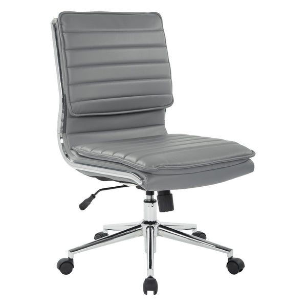 OSP Home Furnishings Armless Mid-back Faux Leather Office Chair with Lumbar Support and Chrome Base Charcoal SPX23592C-U42