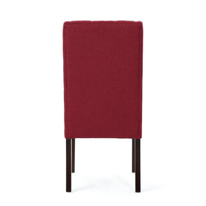 English Elm Dining Chair Set of Two Wingback Button Tufted High Back Birch Leg Upholstered Red 61539.00DRED