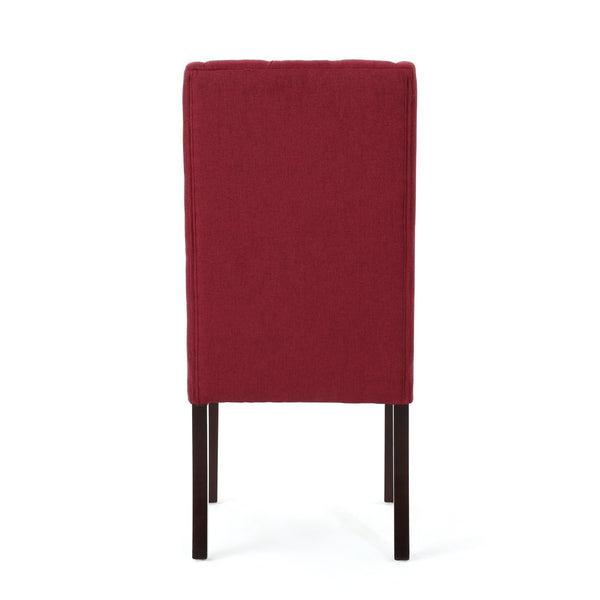 English Elm Dining Chair Set of Two Wingback Button Tufted High Back Birch Leg Upholstered Red 61539.00DRED