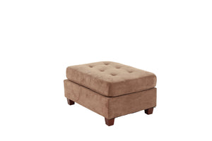 English Elm Cocktail Waffle Suede Ottoman in Truffle with Tufted Cushion, Plush 36"x26"x20" Accent Seat Hardwood Base B01152305