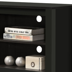 English Elm Tropea 58 Inch Open Shelf Media Console with Oak Finish and Cord Management B2749P413251