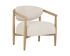 Sunpan SIGRID Lounge Chair - Elegant Light Oak Frame with Monument Oatmeal Upholstery for Stylish Comfort 112153
