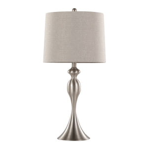 English Elm Ashland 27" Contemporary Metal Table Lamp Set of 2 – Brushed Nickel, Grey Linen Shade, Laser-Cut Trim B202P224085