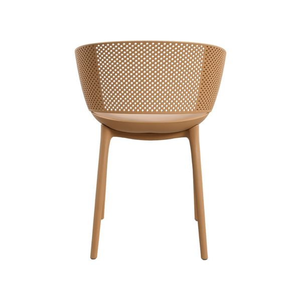 English Elm Gerald Outdoor Stackable Dining Chairs Uv Resistant Molded Plastic Patio Set of 2 Brown Yellow N776P390476Y