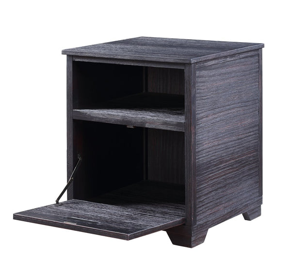 English Elm Kamilia Antique Black End Table with Drop-Down Door & Open Compartment, Pine Veneer, Timeless Charm B2726P244374