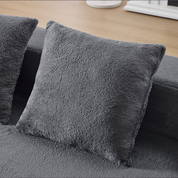 English Elm Ebern Transformable Sectional Sofa With Foam Bed - Versatile Light Grey Chenille Lounger For Small Spaces W1829P280221