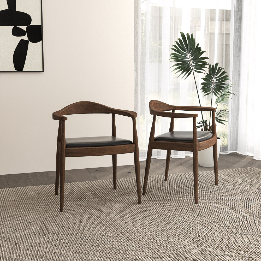 English Elm Ashcroft Furniture - Kelly Mid-Century Dining Chair - Solid Wood Frame, Leather Seat, Sleek Minimalist Design, 25x22x31 inches B183P232137