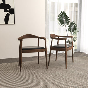 English Elm Ashcroft Furniture - Kelly Mid-Century Dining Chair - Solid Wood Frame, Leather Seat, Sleek Minimalist Design, 25x22x31 inches B183P232137