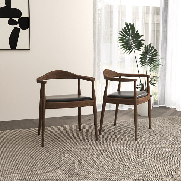 English Elm Ashcroft Furniture - Kelly Mid-Century Dining Chair - Solid Wood Frame, Leather Seat, Sleek Minimalist Design, 25x22x31 inches B183P232137