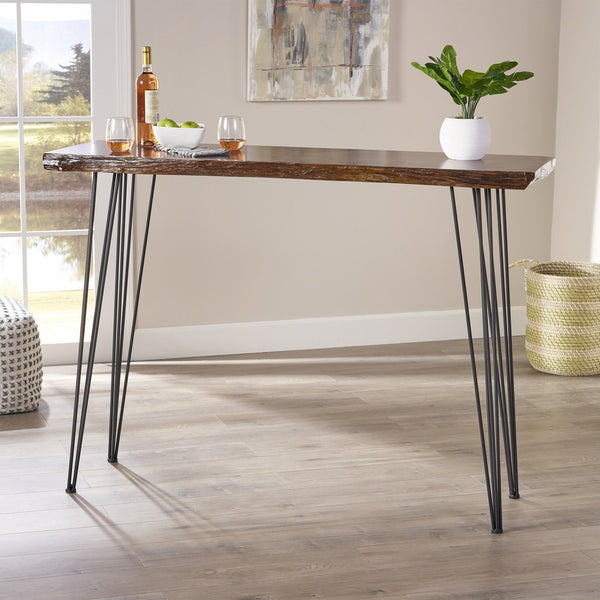 English Elm Christopher Knight Home® - BAR TABLE Rustic Natural MDF Top with Hairpin Iron Legs — Compact Stable Bistro Table for Small Spaces 62138.00