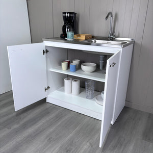 English Elm Napoles Utility Sink Cabinet With Double Doors And Shelf - Perfect For Laundry Rooms & More! B200S00144