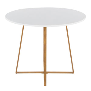 English Elm Dining Table Round Natural Wood Top with Metal Base Modern Style Seats Four White B202S02201