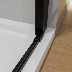 English Elm 30 in Semi-frameless Pivot Shower Door Tempered Glass Matte Black Steel Hardware W637P163758