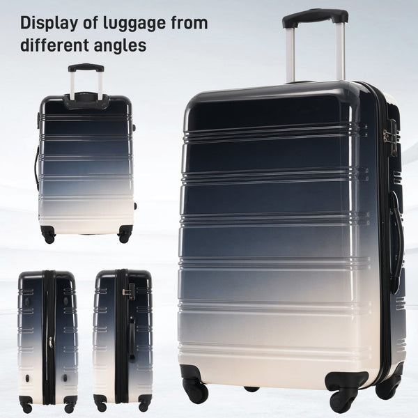 English Elm Hardshell Polycarbonate 3 Piece Luggage Set Spinner Wheels Tsa Lock Expandable Travel Black Multi N732P184448B
