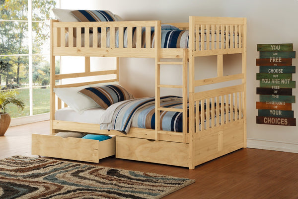 English Elm Bunk Bed Twin Over Full Solid Pine Frame with Guard Rails for Youth Bedroom B011S02417