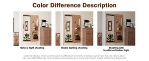 English Elm 47.6 Inch Rubberwood Wall Mirror with Sliding Panel Storage for Bedroom or Entryway W2987P438124