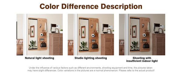 English Elm 47.6 Inch Rubberwood Wall Mirror with Sliding Panel Storage for Bedroom or Entryway W2987P438124