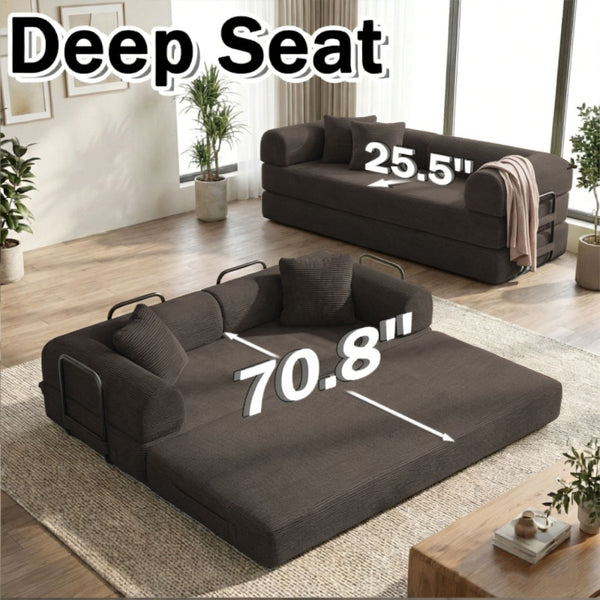 English Elm Coffee Velvet Corduroy Futon Sofa Converts to Daybed Sleeper for Studio Apartments Coffee W5156P471828