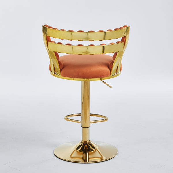 English Elm Modern Bar chair with plush fabric seat and powder-coated metal frame, elegant contemporary comfort for dining, cafe, living spaces Golden W234P218161