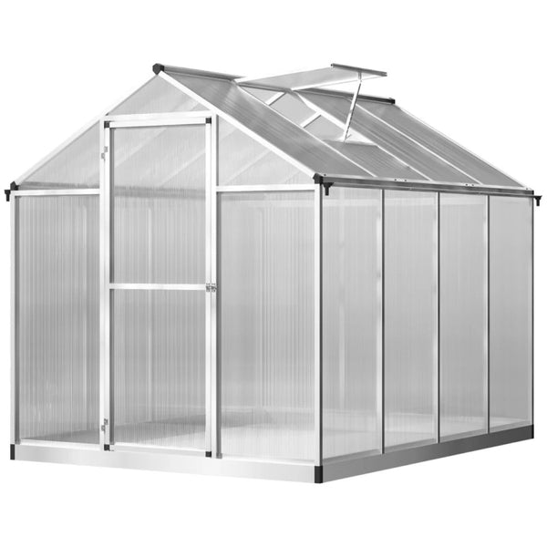 English Elm Winter Walk-in Polycarbonate Greenhouse Aluminum Frame with Roof Vent and Rain Gutter T3971S00231