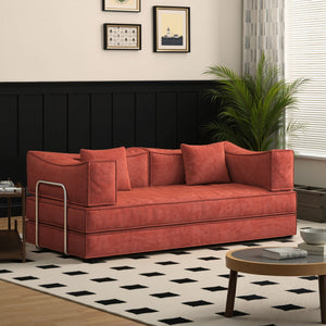 English Elm 78.8Inch Modular Sofa Bed - Versatile Orange Corduroy Sofa For Small Spaces, Lounge & Sleep Comfortably W3147P278135